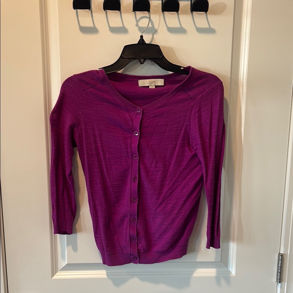 Purple Button-Up Cardigan